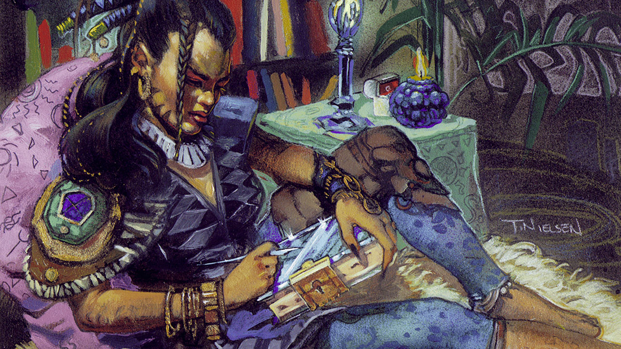 Rhystic Study card artwork from Magic: The Gathering